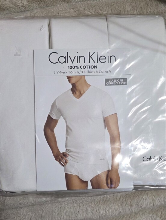 Calvin Klein Other - New $39.50 Calvin Klein Men's White V-Neck T-Shirts - 3 Pack Sz L